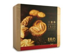 香港進口特產(chǎn)美心三重奏禮盒裝331g雞蛋卷甜心酥曲奇什錦餅干 果仁甜心曲奇 三種組合 精致禮盒裝